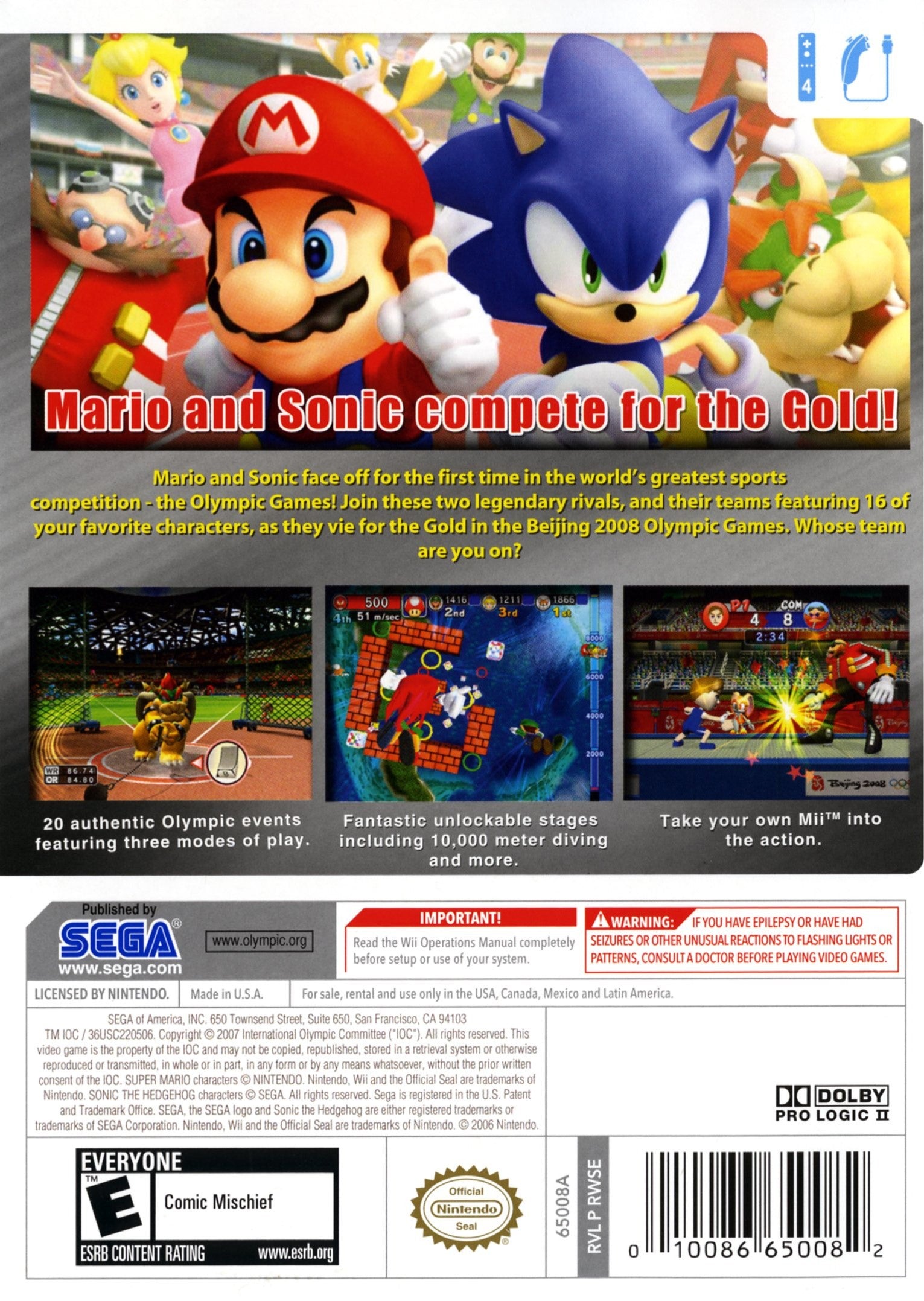 Mario & Sonic at the Olympic Games - Beijing 2008 Wii - Video Game - Used - CaveGamers - Image 2