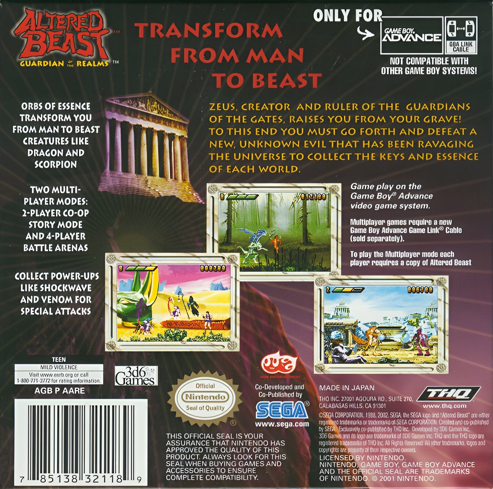 Altered Beast: Guardian of the Realms Game Boy Advance - Video Game - Used - CaveGamers - Image 2