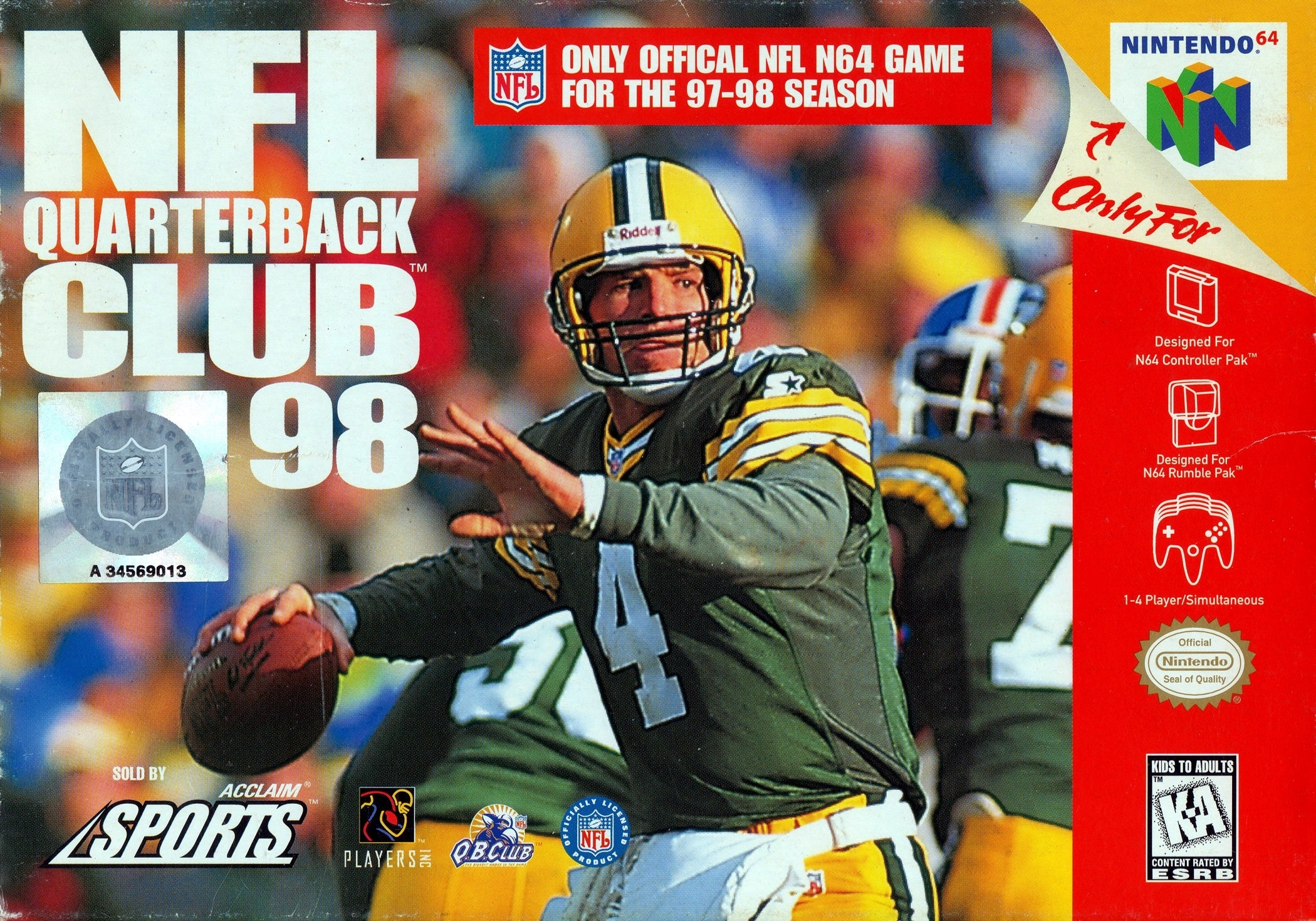 NFL Quarterback Club 98 N64 - Video Game - Used - CaveGamers