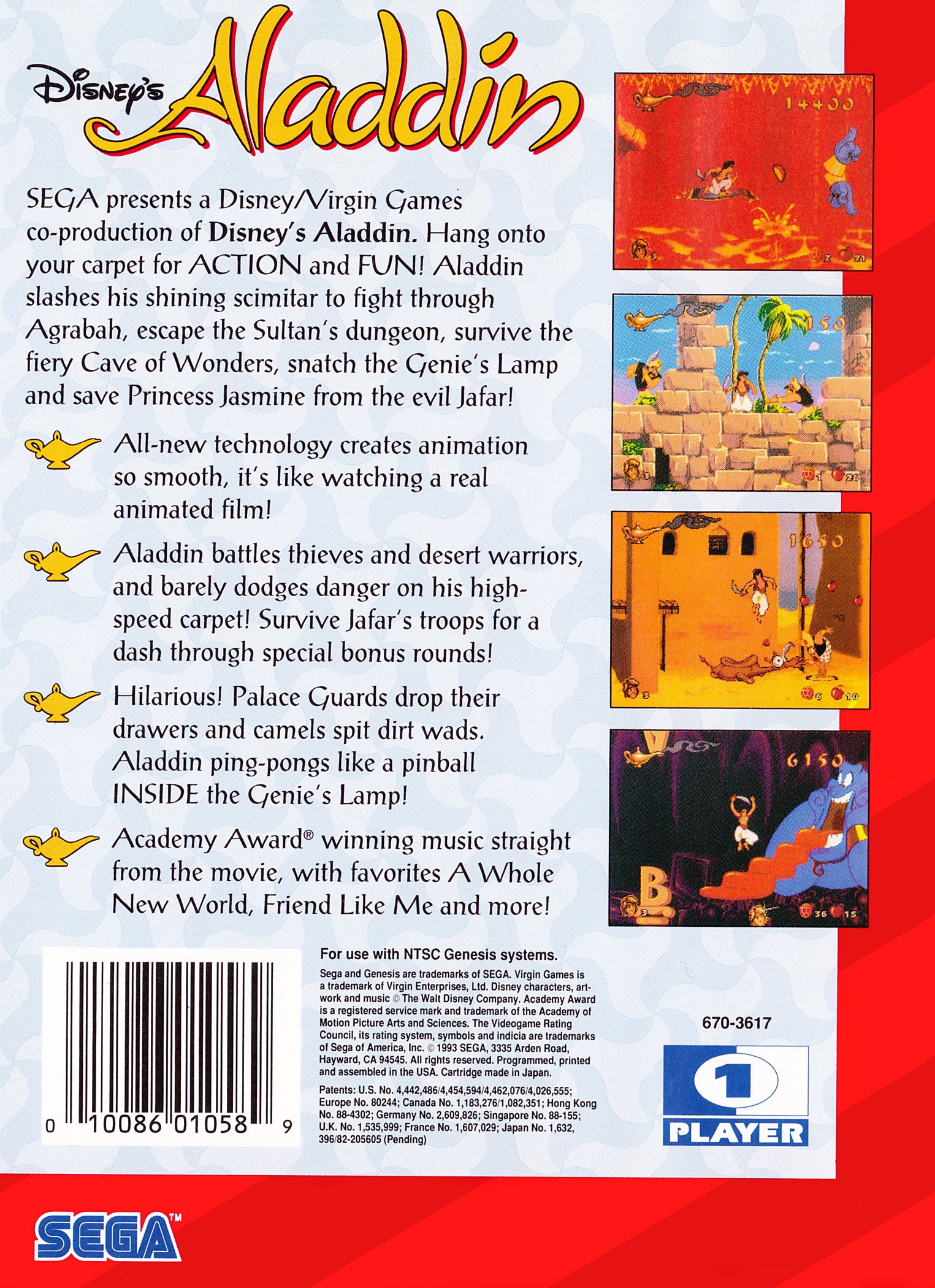 Aladdin Genesis - Video Game - Used - CaveGamers - Image 2