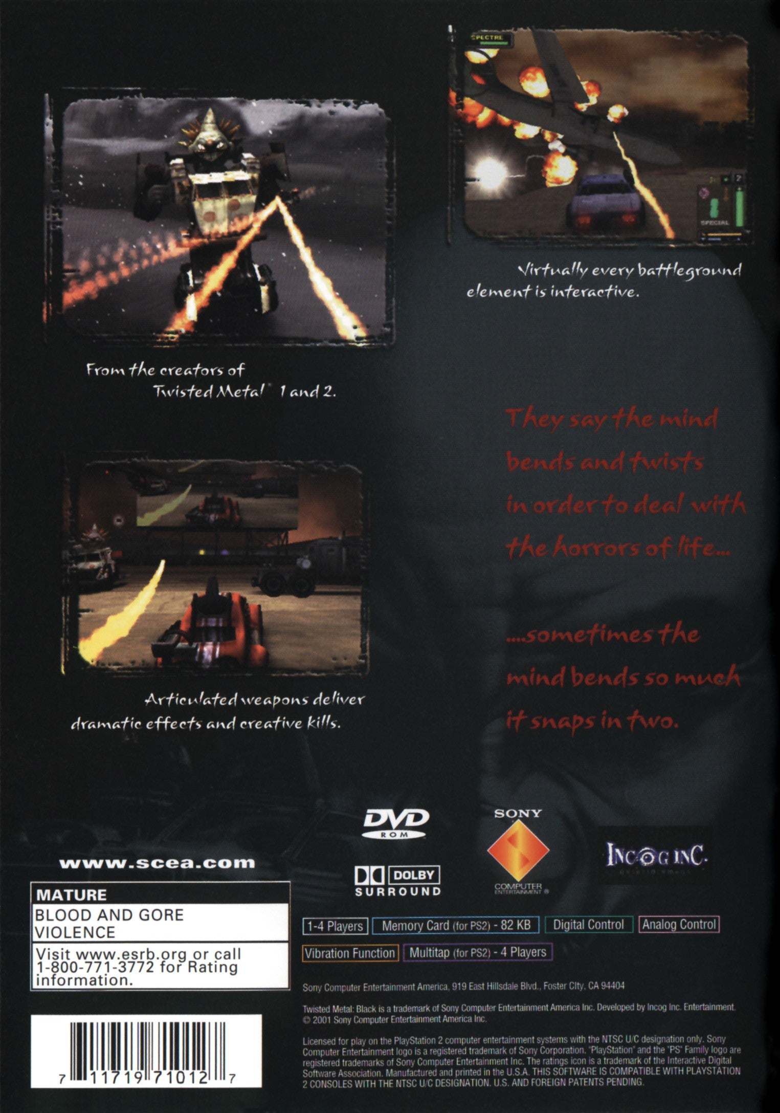 Twisted Metal: Black PS2 - Video Game - Used - CaveGamers - Image 2