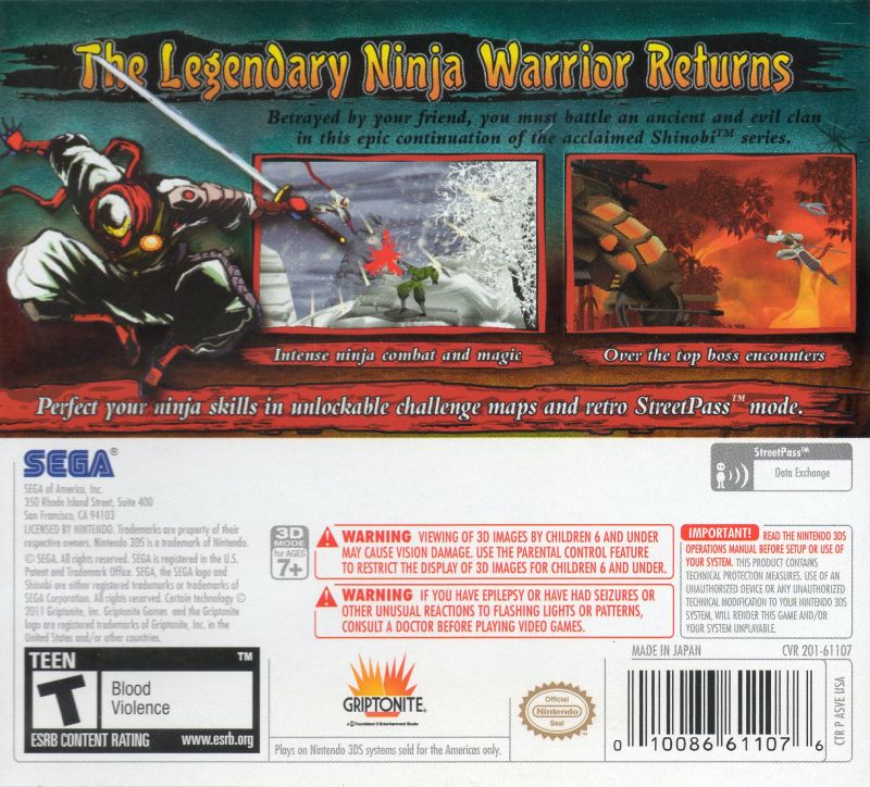 Shinobi 3DS - Video Game - Used - CaveGamers - Image 2