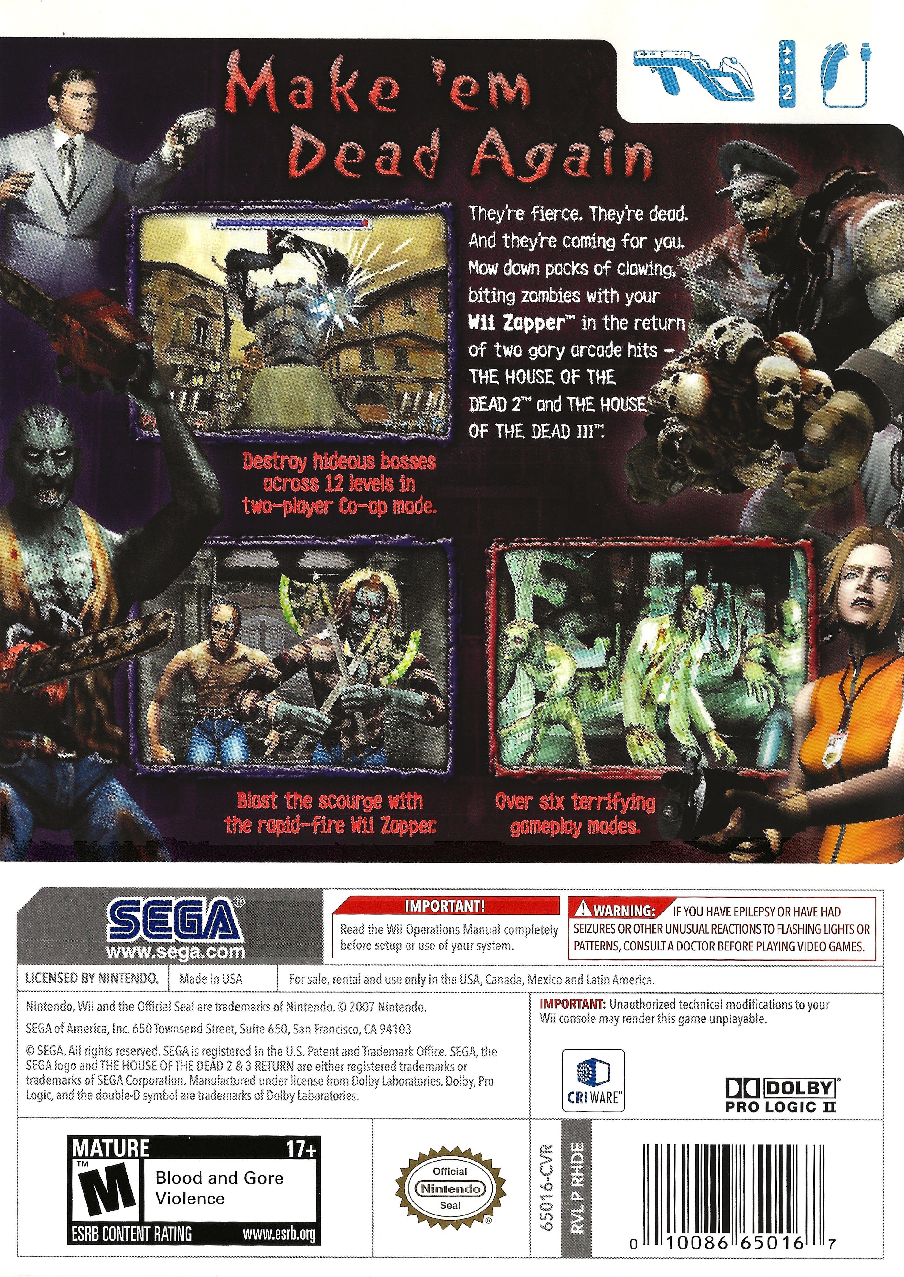House of the Dead 2 & 3 Return Wii - Video Game - Used - CaveGamers - Image 2