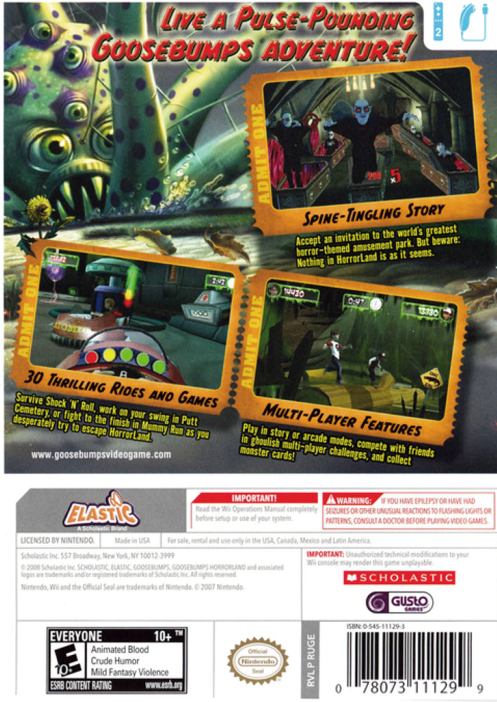 Goosebumps Horrorland Wii - Video Game - Used - CaveGamers - Image 2