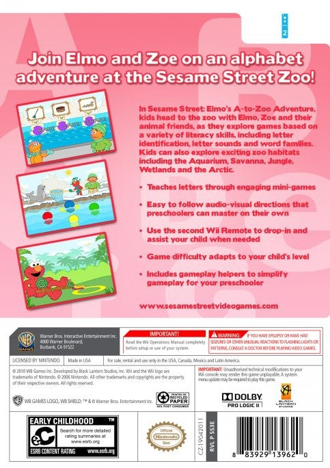 Sesame Street: Elmo's A-to-Zoo Adventure Wii - Video Game - Used - CaveGamers - Image 2