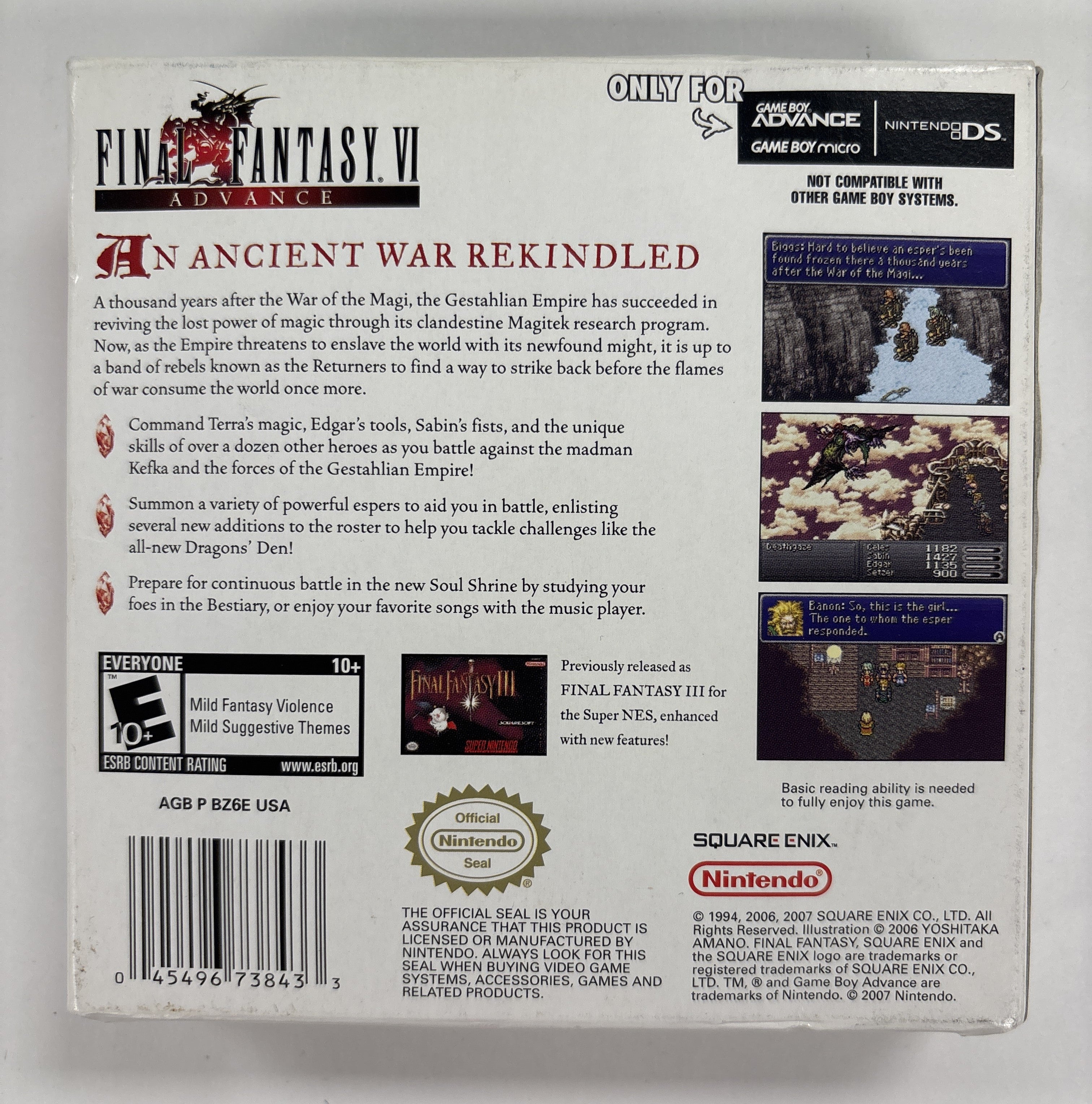 Final Fantasy VI Advance - Nintendo Game Boy Advance NO GAME Box & Manuals Only
