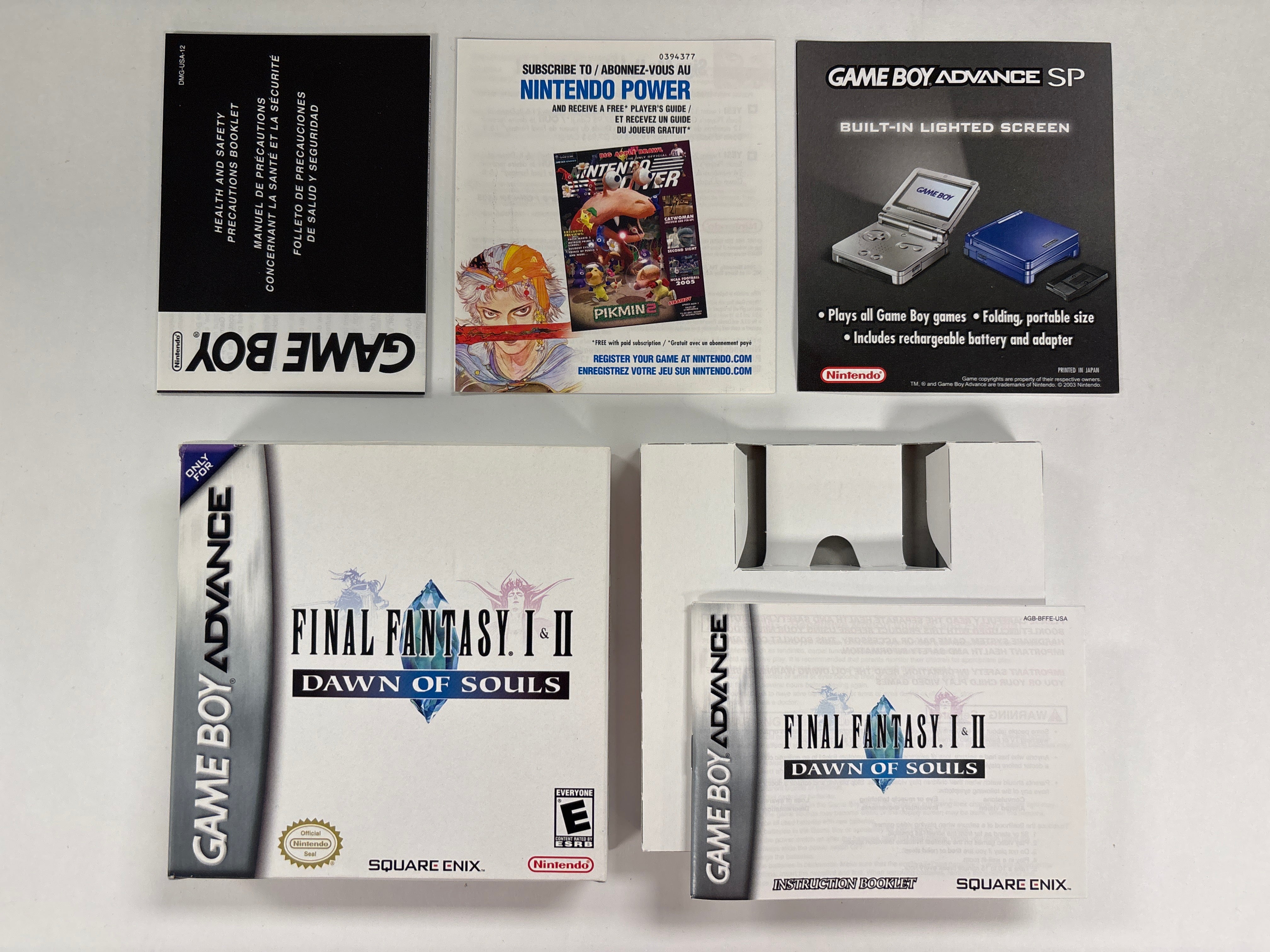 Final Fantasy I & II: Dawn of Souls - Nintendo Game Boy Advance NO GAME Box & Manuals Only