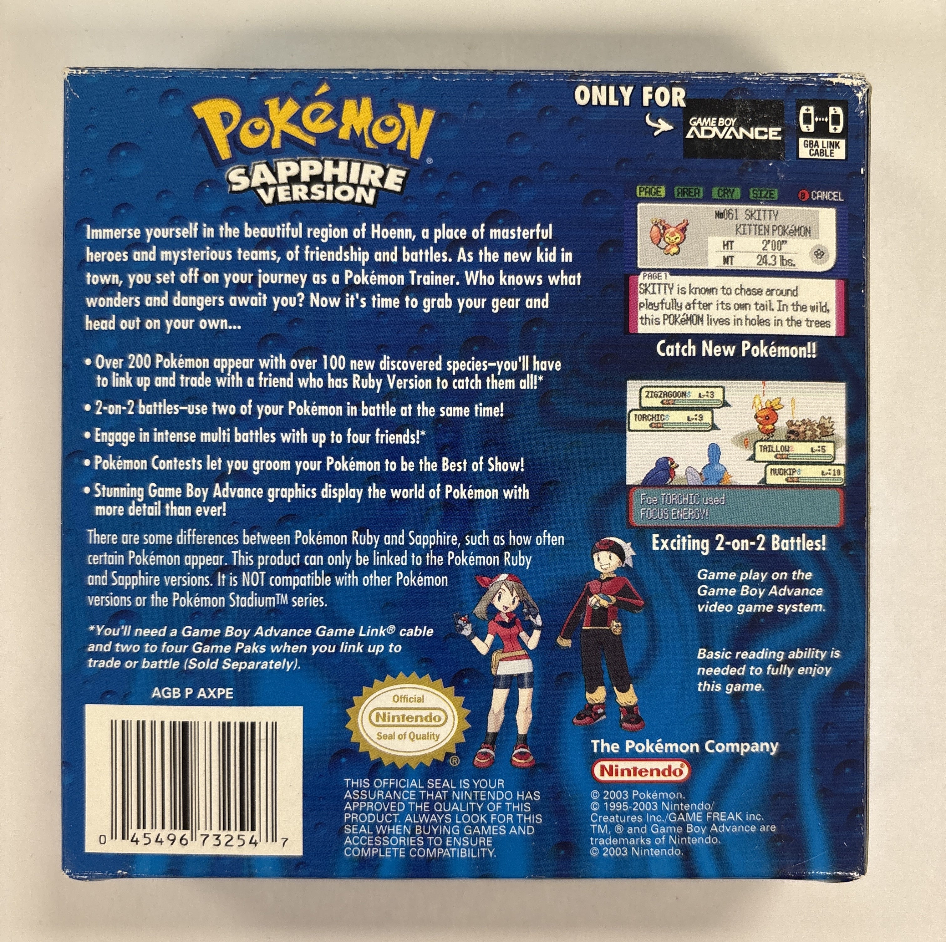 Pokemon Sapphire Version - Nintendo Game Boy Advance NO GAME Box & Manuals Only