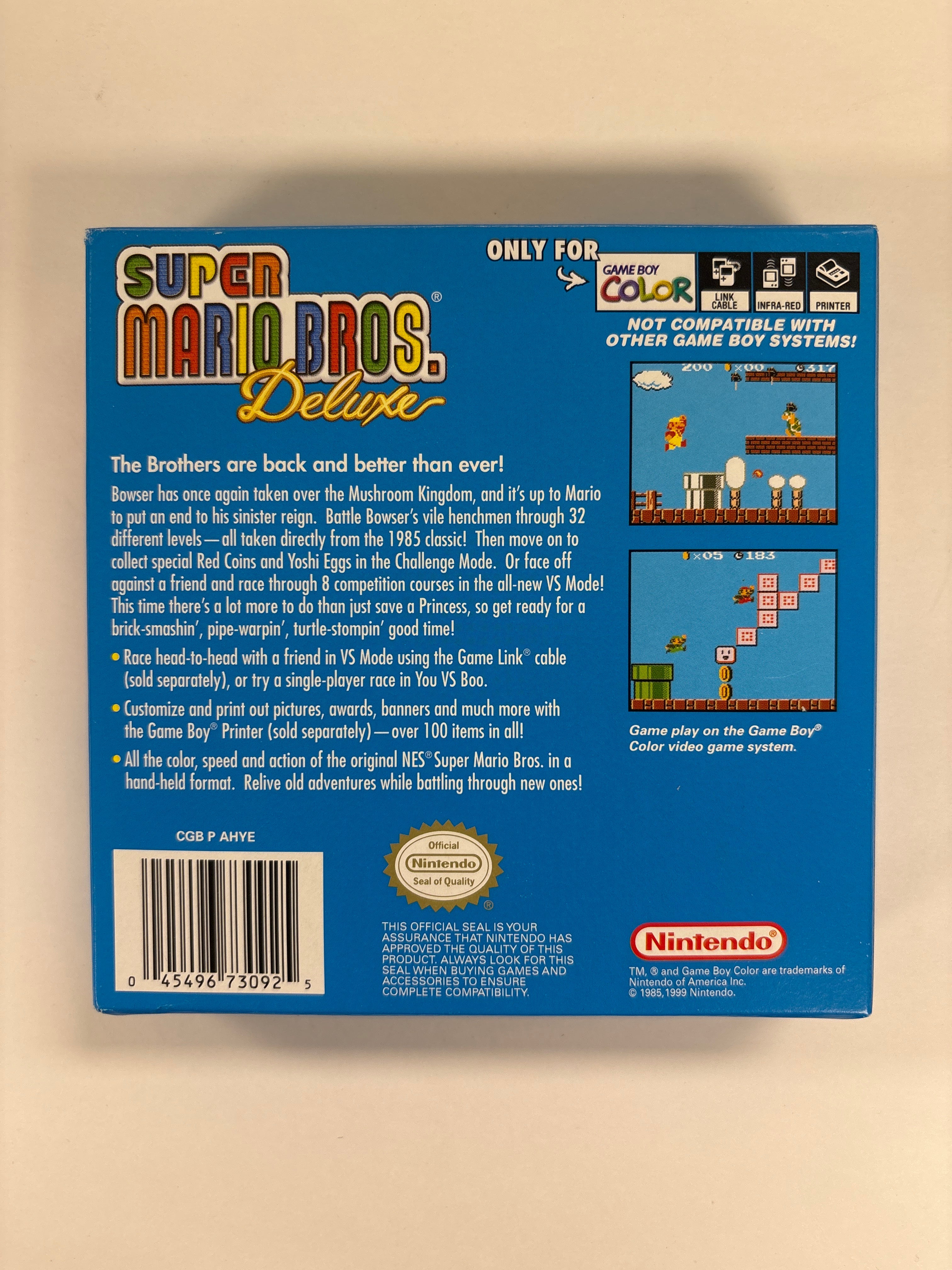 Super Mario Bros Deluxe - Game Boy Color Box & Manuals Only No Game