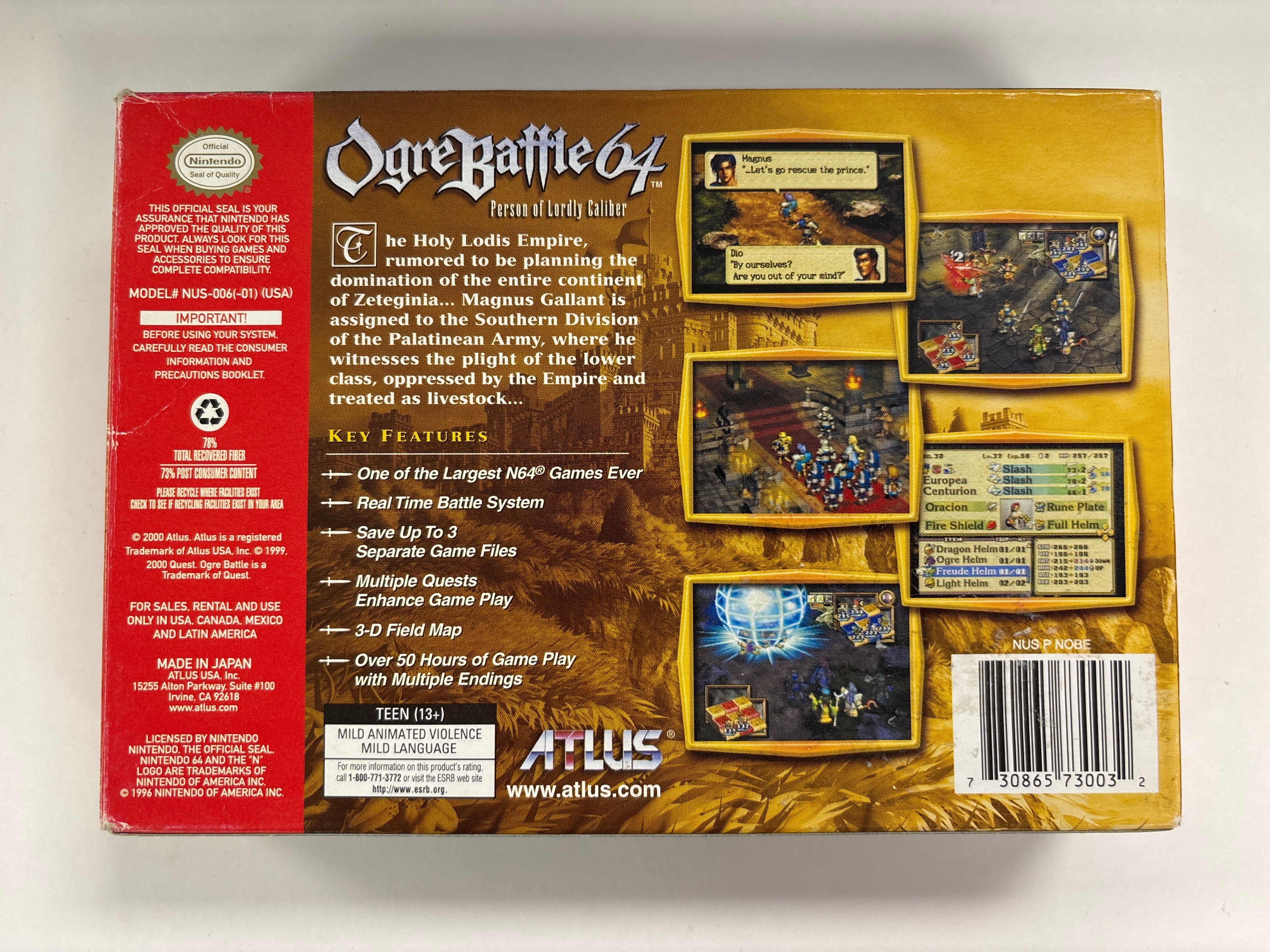 Ogre Battle 64 - Nintendo 64 N64 Box & Manuals Only No Game