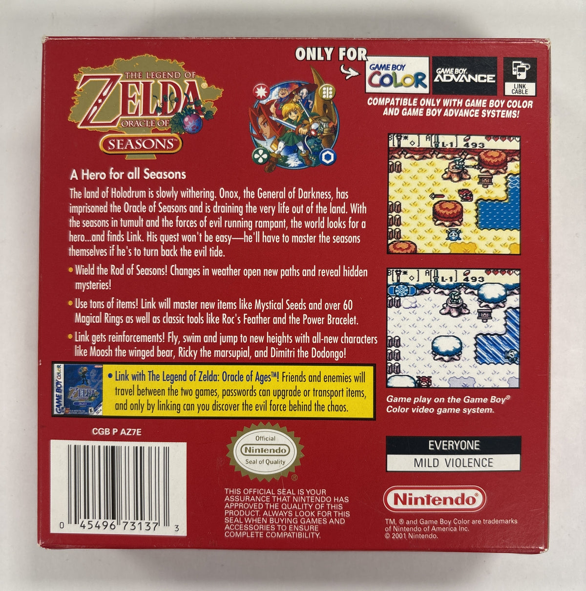 The Legend of Zelda: Oracle of Seasons - Nintendo Game Boy Color Box & Manuals Only No Game