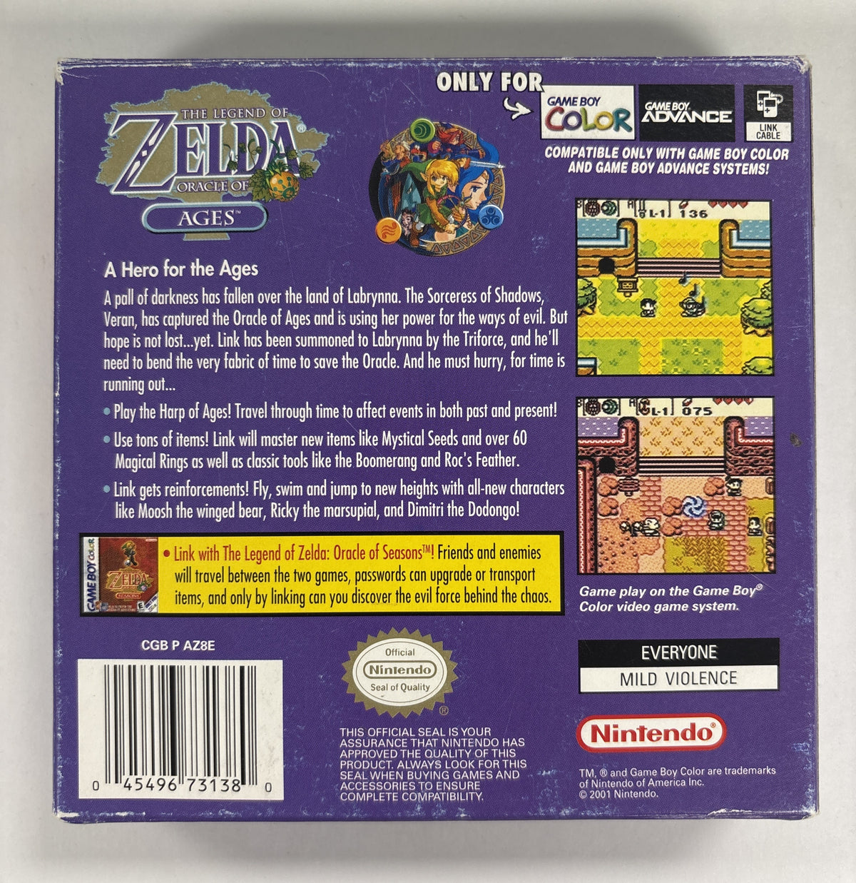 The Legend of Zelda: Oracle of Ages - Nintendo Game Boy Color Box & Manuals Only No Game