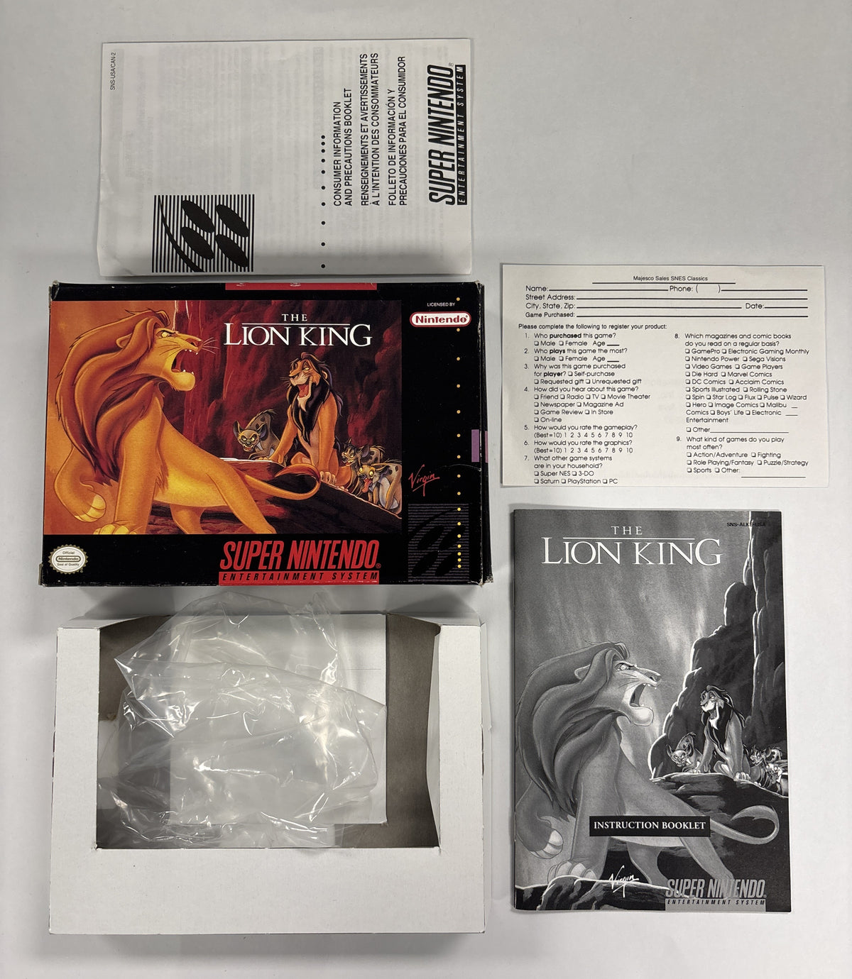 The Lion King - Super Nintendo SNES Box & Manual Only No Game