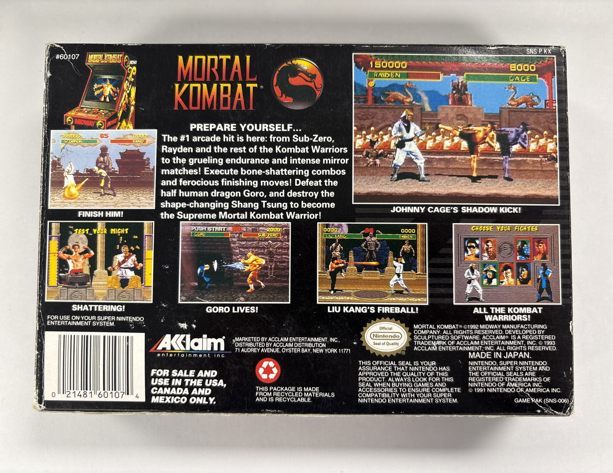 Mortal Kombat Competition Edition - Super Nintendo SNES Box & Manual Only No Game